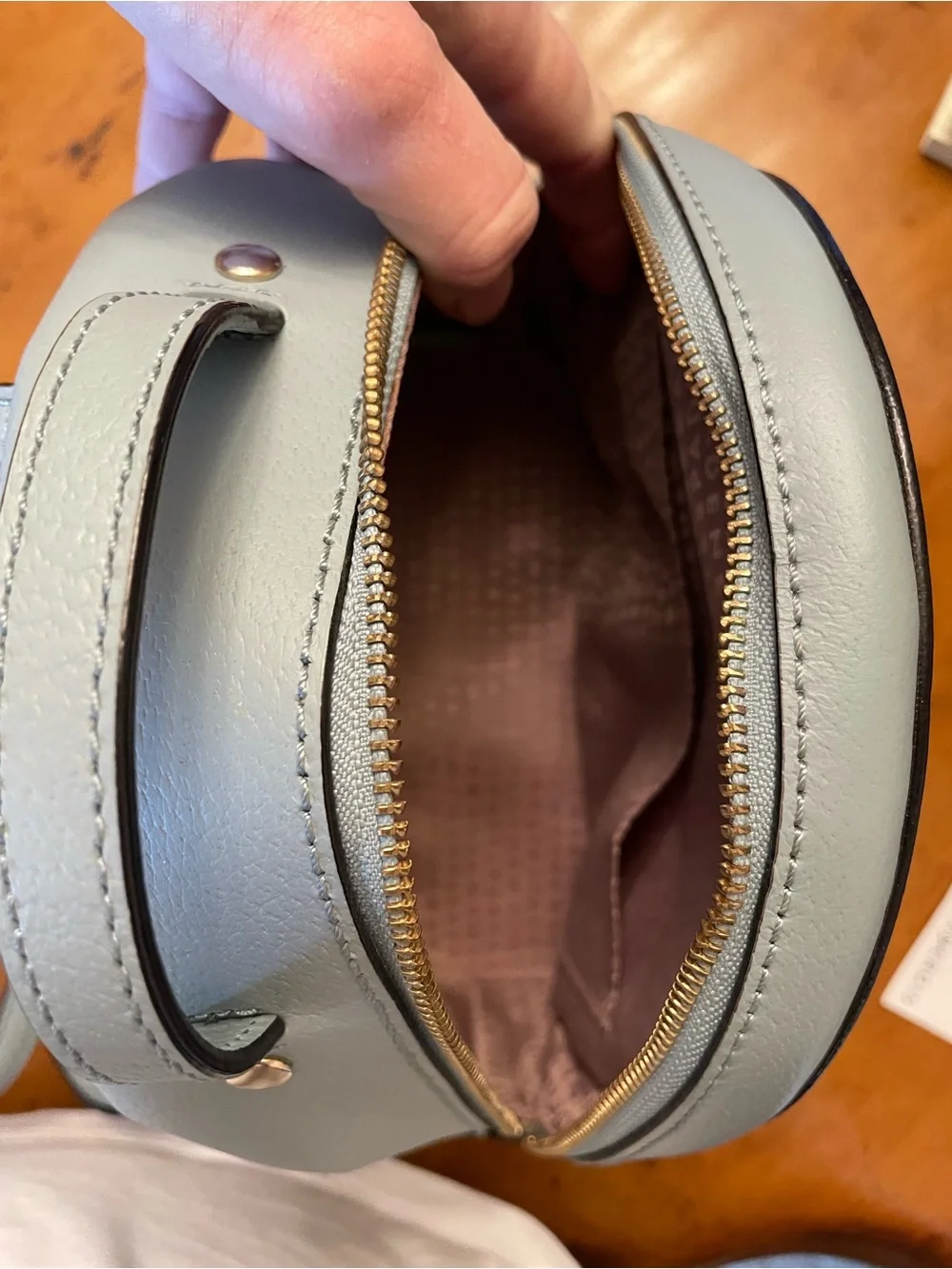 kate spade Light Blue Pebble Leather Mini Backpack with Gold Hardware